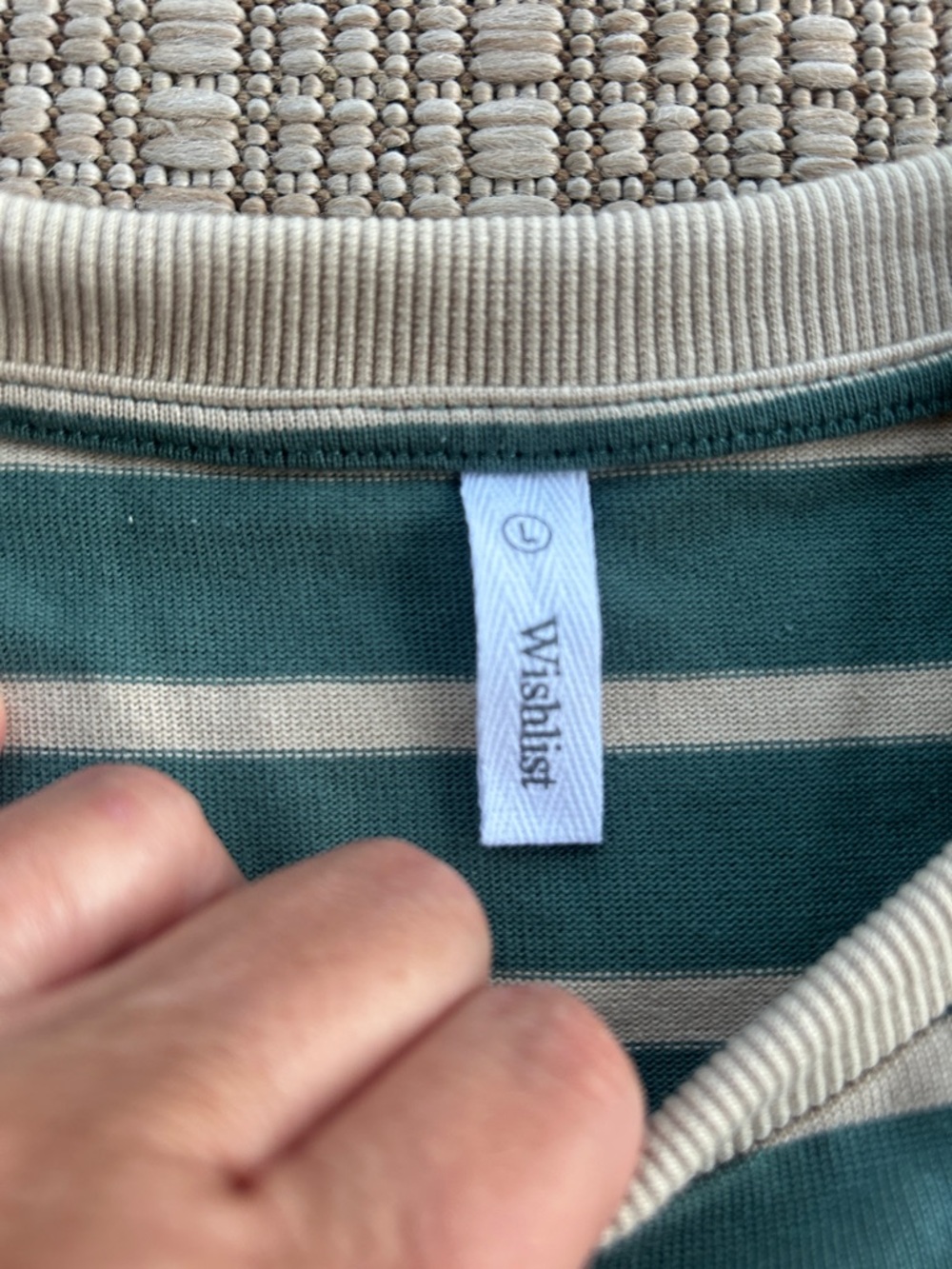 Wishlist Green and Khaki Striped Crewneck T-Shirt Dress, Size large - Picture 4 of 7